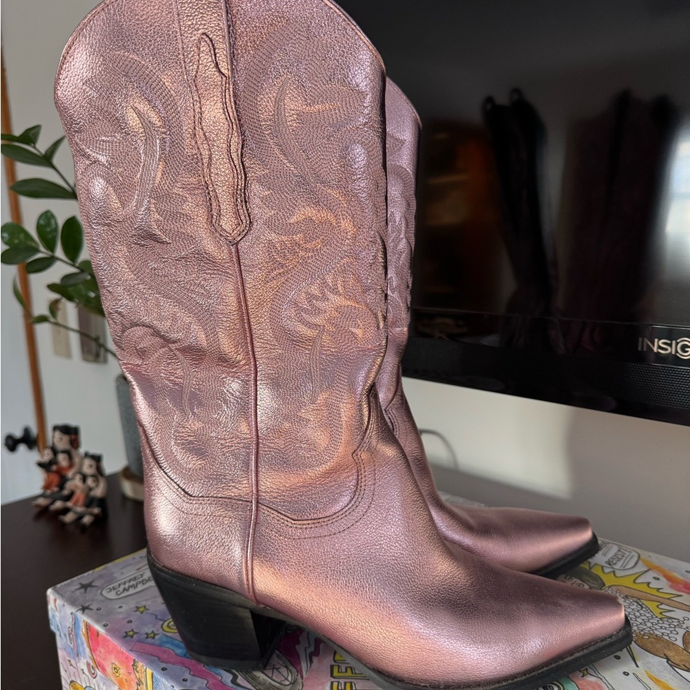 Jeffrey Campbell Metallic Pink Western Boots